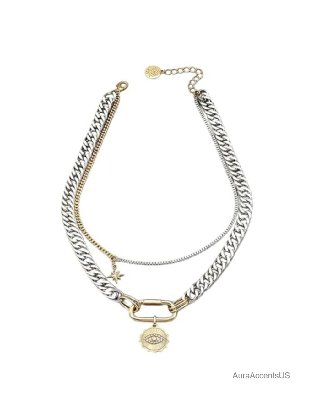 Two-Tone Gold & Silver Layered Pendant Necklace
